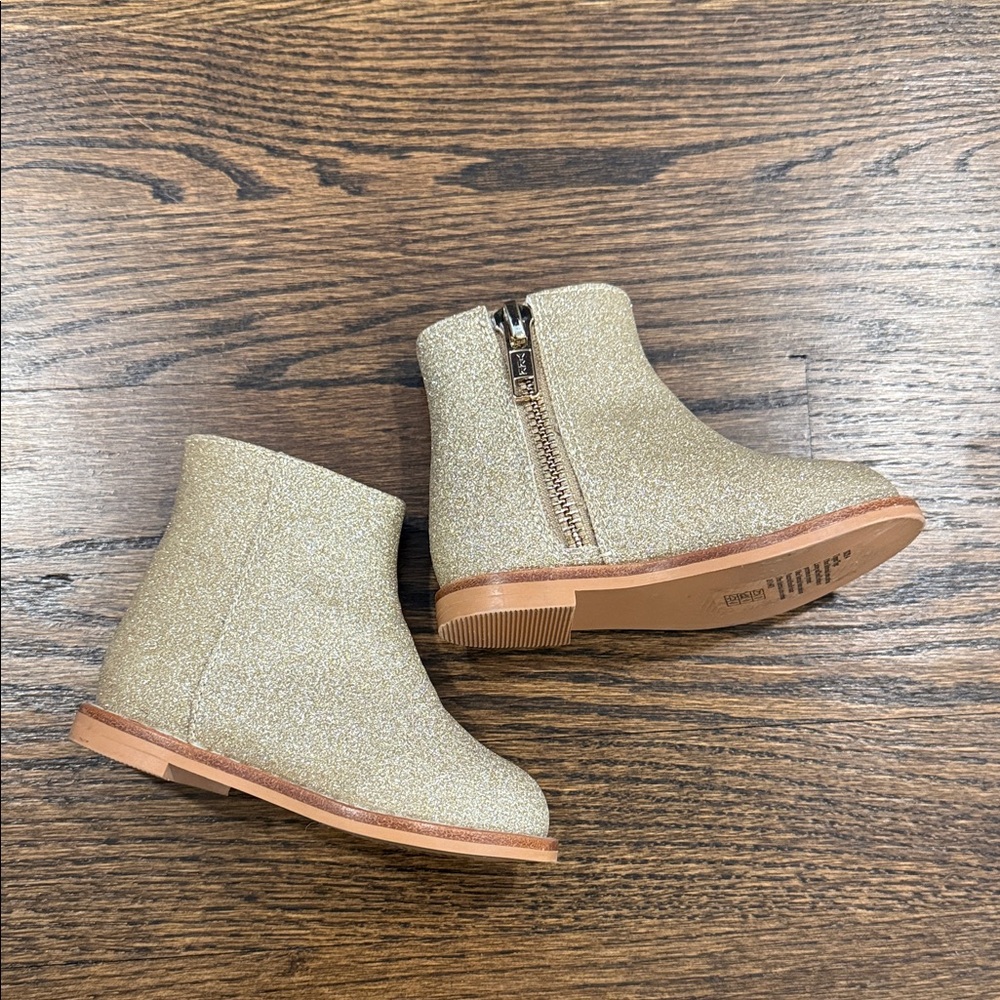 Janie and Jack Gold Glitter Ankle Boots Girls Size 4